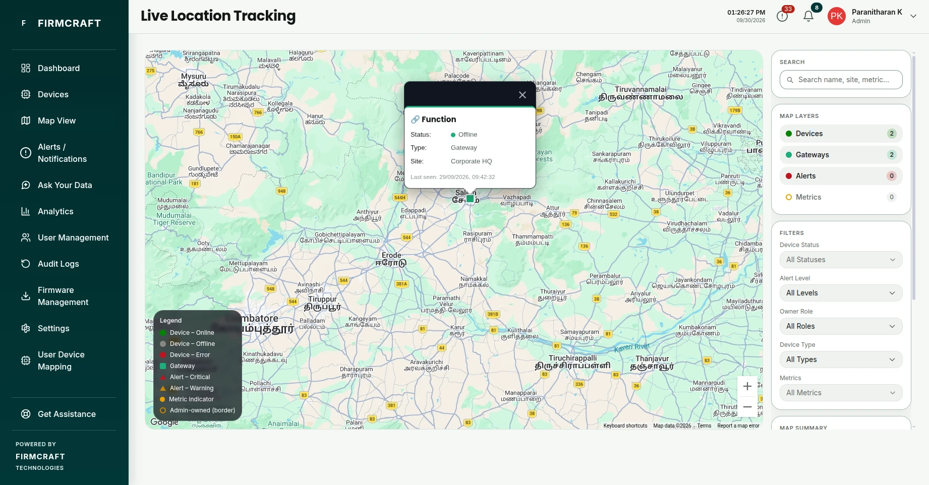 The map view