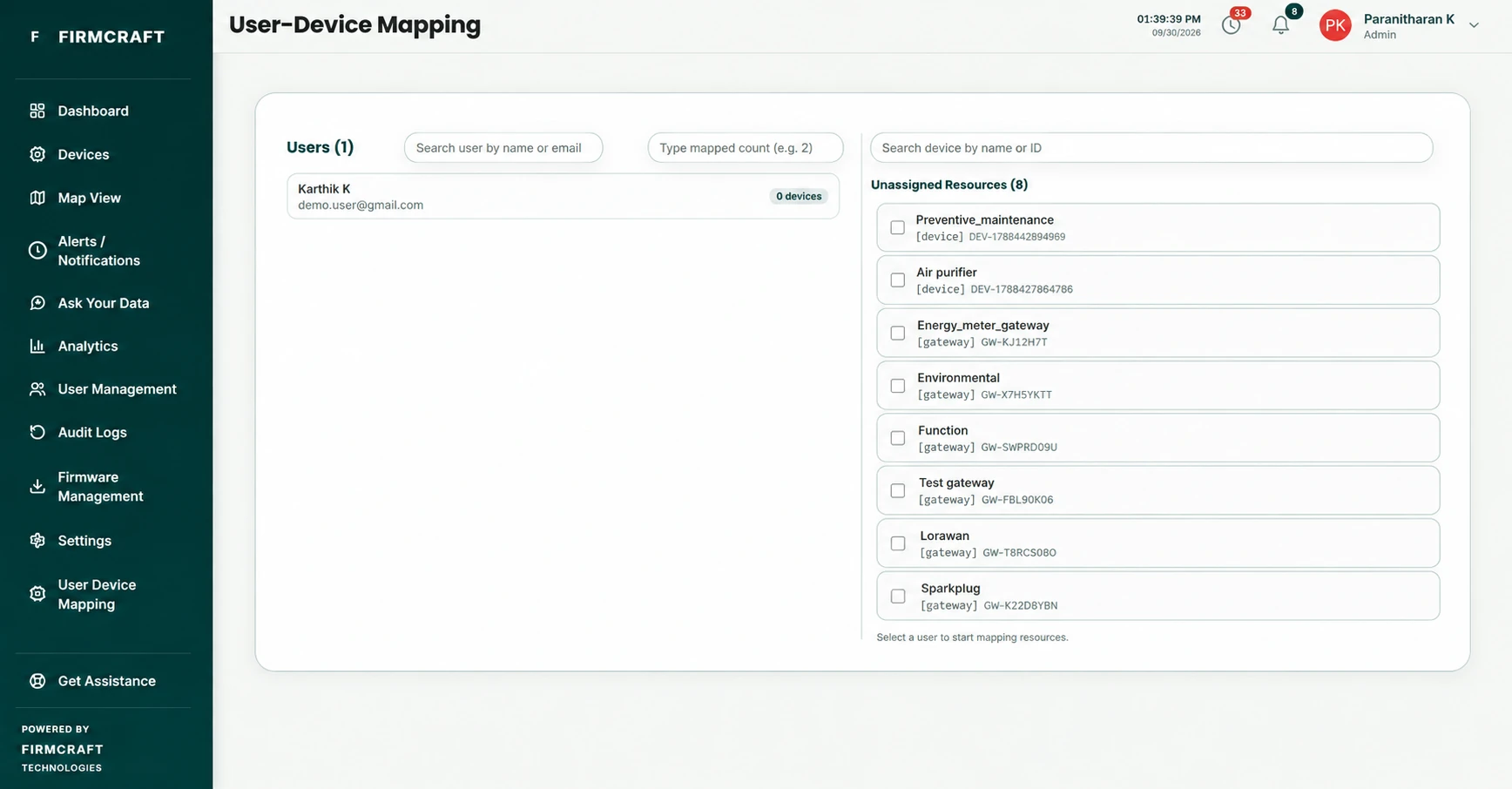 User Device Mapping